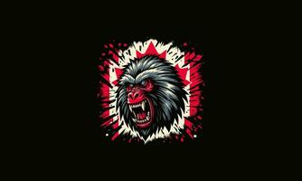 tête babouin en colère avec drapeau Canada vecteur ouvrages d'art conception
