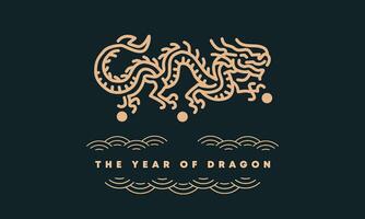 année de le dragon géométrique vecteur plat moderne style lunaire Nouveau année Contexte bannière