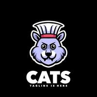 chat chef mascotte dessin animé logo vecteur