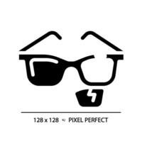 2d pixel parfait glyphe style cassé lunettes icône, isolé Facile vecteur, silhouette illustration représentant œil se soucier. vecteur