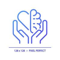 2d pixel parfait pente émotion et logique équilibre icône, isolé vecteur, mince ligne violet illustration représentant doux compétences. vecteur
