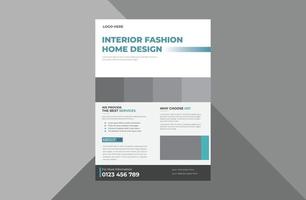 modèle de conception de flyer intérieur. conception de dépliant d'affiche d'intérieur immobilier. modèle a4, conception de brochure, couverture, dépliant, affiche, prêt à imprimer vecteur