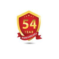 54 ans anniversaire célébration emblème or rouge vecteur modèle illustration de conception