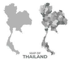 niveaux de gris vecteur carte de Thaïlande avec Régions et Facile plat illustration