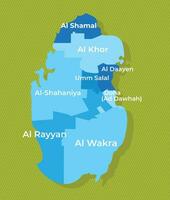 Qatar carte avec Régions bleu politique carte vert Contexte vecteur illustration