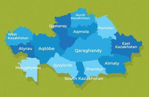 kazakhstan carte avec Régions bleu politique carte vert Contexte vecteur illustration