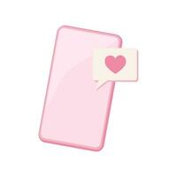 brillant rose illustration de recevoir l'amour message, cœur et confession avec mobile téléphone pour la Saint-Valentin journée. vecteur illustration sur blanc Contexte. détaillé dessin animé élément