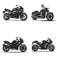 moto ensemble silhouettes sur une blanc Contexte. vecteur illustration.