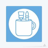 Icône vecteur de mug avec outils de conception - style lune blanche