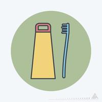 illustration vectorielle de - brosse à dents et dentifrice - style compagnon de couleur vecteur