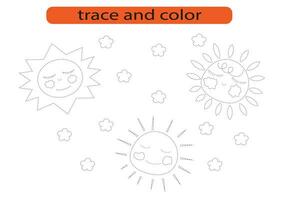 trace et couleur.trace et Couleur pour enfants d'âge préscolaire.écriture manuscrite entraine toi pour enfants. vecteur