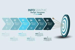 chronologie infographie vecteur avec 6 pas pouvez être utilisé pour flux de travail disposition diagramme annuel rapport la toile conception