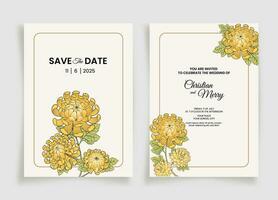 ensemble de mariage invitation carte modèle avec fleur et feuilles décoration vecteur