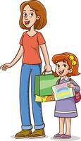 vecteur illustration de mère et enfant achats