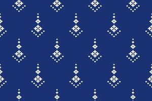 indigo marine bleu géométrique traditionnel ethnique modèle ikat sans couture modèle frontière abstrait conception pour en tissu impression tissu robe tapis rideaux et sarong aztèque africain Indien indonésien vecteur