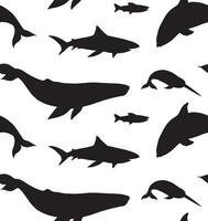 sans couture modèle de baleines et les requins silhouette vecteur