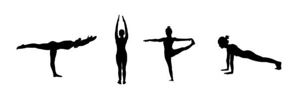 détaillé coloré silhouette yoga vecteur illustration. aptitude concept. gymnastique.
