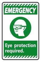 Protection des yeux signe d'urgence symbole requis isoler sur fond blanc vecteur