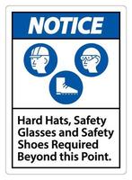 avis signe casques, lunettes de sécurité et chaussures de sécurité requis au-delà de ce point avec le symbole ppe vecteur