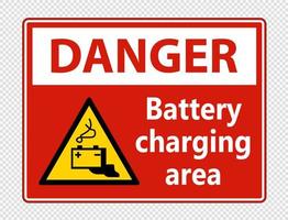 Zone de chargement de la batterie de danger signe sur fond transparent vecteur