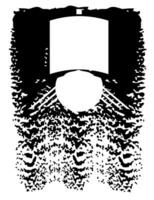 T-shirt conception avec le silhouette de une viking bras avec une noir coup de pinceau Contexte. vecteur