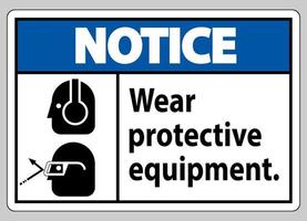 panneau d'avis porter un équipement de protection avec des lunettes et des lunettes graphiques vecteur