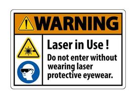 avertissement avertissement étiquette de sécurité ppe, laser en cours d'utilisation ne pas entrer sans porter des lunettes de protection laser vecteur