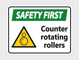 Premier signe de rouleaux de contre-rotation de sécurité sur fond transparent vecteur