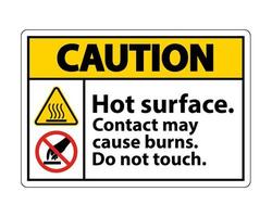 Attention surface chaude ne touchez pas le signe de symbole isoler sur fond blanc, illustration vectorielle vecteur