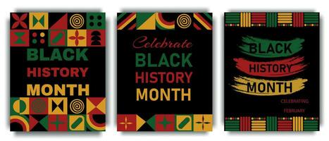 noir histoire mois, ensemble de coloré concept affiches. vecteur illustration de célébrer africain américain histoire.