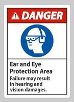 zone de protection des oreilles et des yeux de signe de danger, une défaillance peut entraîner des dommages auditifs et visuels vecteur