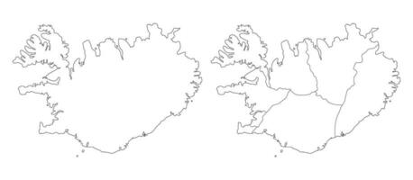 Islande carte ensemble dans blanc Couleur vecteur