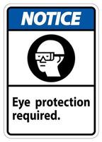 Avis signe protection des yeux symbole requis isoler sur fond blanc vecteur