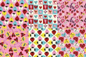 vibrant et cool marrant motifs pour la Saint-Valentin journée. sans couture modèle avec cool espiègle l'amour cœurs vecteur