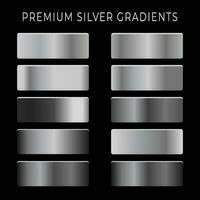 collection de argent chrome métallique pente brillant assiettes avec argent effet avec noir Contexte vecteur