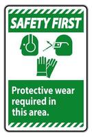 premier signe de sécurité porter un équipement de protection dans cette zone avec des symboles EPI vecteur