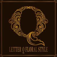 style de motif floral lettre q vintage vecteur