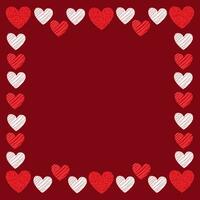 Bourgogne carré Contexte avec une Cadre de cœurs pour la Saint-Valentin jour, mariage pour des postes sur social réseaux. romantique vecteur Contexte avec endroit pour texte