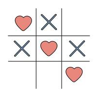 tic-tac-toe Jeu avec cœurs pour Valentin jour, l'amour romantique concept. vecteur