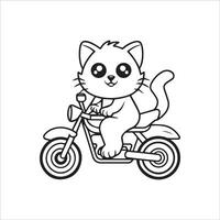 animal contour pour mignonne chat sur une moto vecteur
