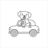 animal contour pour mignonne chien sur une voiture vecteur