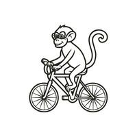 animal contour pour singe sur bicyclette vecteur