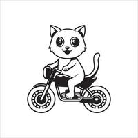 animal contour pour mignonne chat sur une moto vecteur