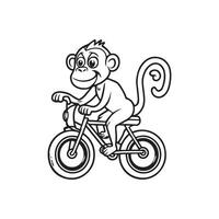 animal contour pour singe sur bicyclette vecteur