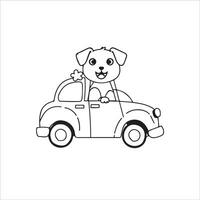 animal contour pour mignonne chien sur une voiture vecteur