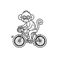animal contour pour singe sur bicyclette vecteur