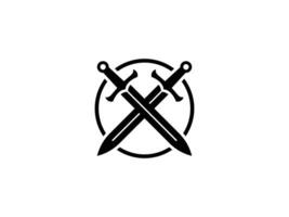 épée cercle logo vecteur icône illustration, logo modèle