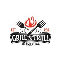 gril n frisson logo avec un barbecue essentiel vecteur