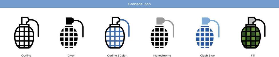 grenade icône ensemble vecteur