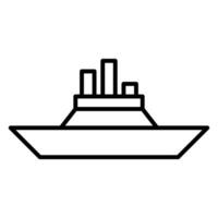 navire bateau icône ou logo illustration contour noir style vecteur